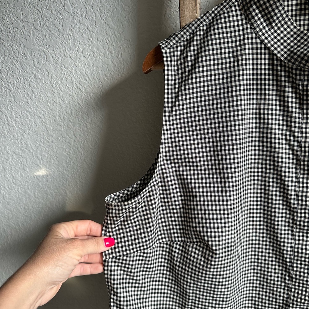 Talbots Black White Gingham Button Down Sleeveles… - image 3